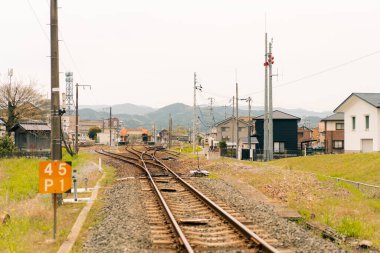 Ehime ilindeki Ozu kasabası, Shikoku, Japonya - 10 Ağustos 2025. Yüksek kalite fotoğraf