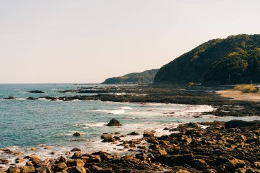 Gün batımından sonra Tosa Seinan Büyük Parkı 'ndaki sahil manzarası Kuroshio, Kochi Bölgesi, Japonya. Yüksek kalite fotoğraf