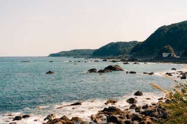 Gün batımından sonra Tosa Seinan Büyük Parkı 'ndaki sahil manzarası Kuroshio, Kochi Bölgesi, Japonya. Yüksek kalite fotoğraf