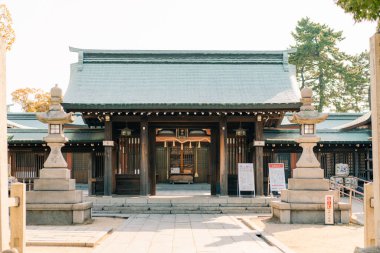 Shikoku, Japonya - 3 Mayıs 2025 Fukiage Tapınağı. Ehime Bölgesi 'ndeki Imabari Kalesi. Yüksek kalite fotoğraf