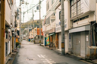 Uwajima, Japonya - 10 Ağustos 2025 Uwajima şehir merkezi manzarası. Yüksek kalite fotoğraf