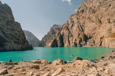View on Kol-suu lake in Naryn Region Kyrgzstan. High quality photo