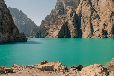 View on Kol-suu lake in Naryn Region Kyrgzstan. High quality photo