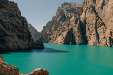 View on Kol-suu lake in Naryn Region Kyrgzstan. High quality photo