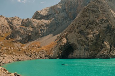 View on Kol-suu lake in Naryn Region Kyrgzstan. High quality photo