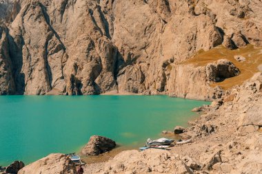View on Kol-suu lake in Naryn Region Kyrgzstan. High quality photo
