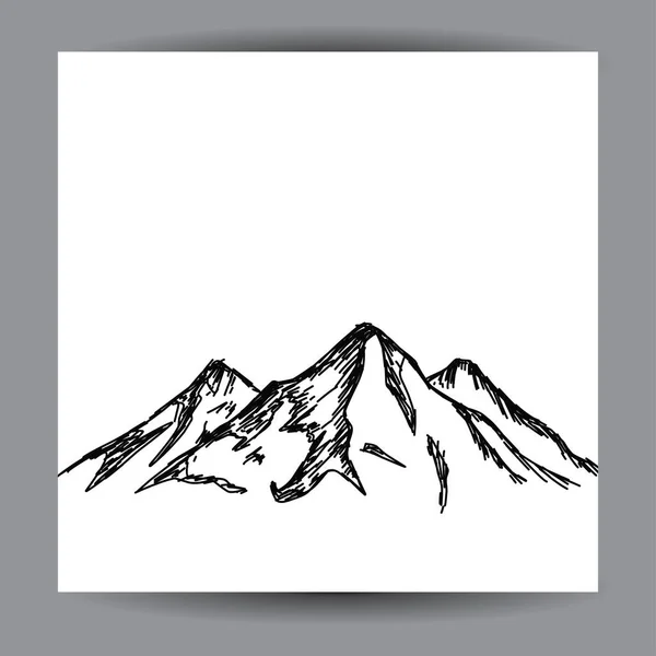 Шаблон Ілюстрації Дизайну Гірського Вигляду Чорним Контуром Намальованого Стилю Руки Стокова Ілюстрація