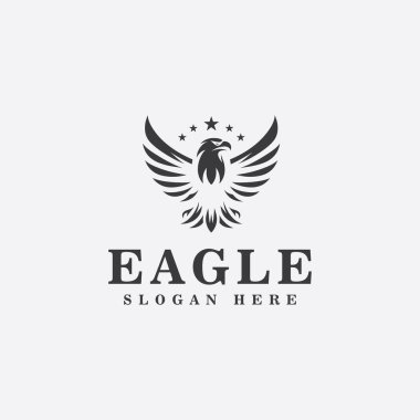 Kartal logosu tasarımı, tek renkli spor tarzı, siyah beyaz