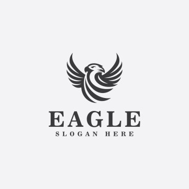 Kartal logosu tasarımı, tek renkli spor tarzı, siyah beyaz