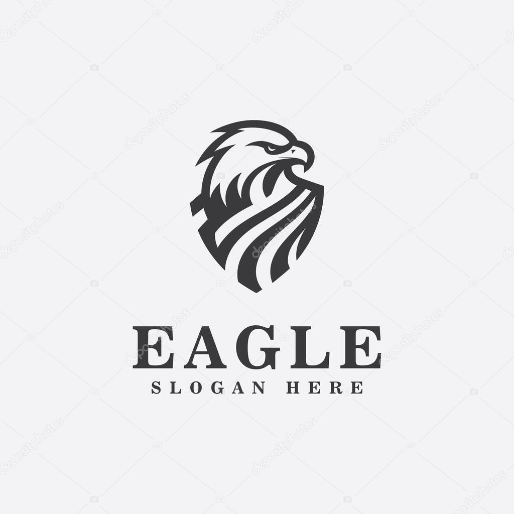 Eagle logo design, in monochrome sport style, black and white