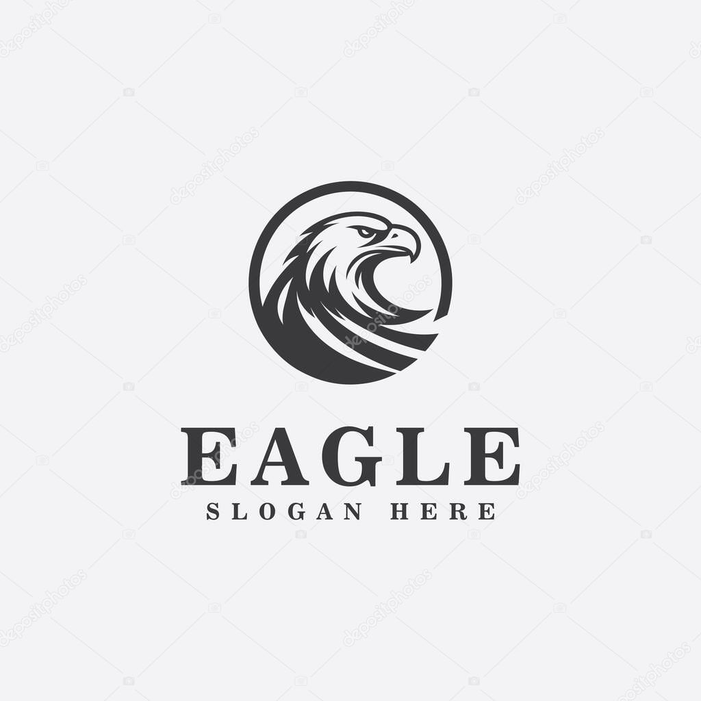 Eagle logo design, in monochrome sport style, black and white