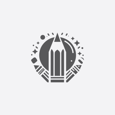 Kalem sembollü simge tasarımı ve düz stil ile, eğitim veya düzenleme aracı sembolleri için uygundur