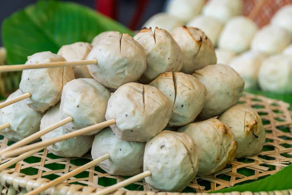Big Toasted Frikadellen Asian Thai Street Food Stil Riesige Fleischbällchen — Stockfoto