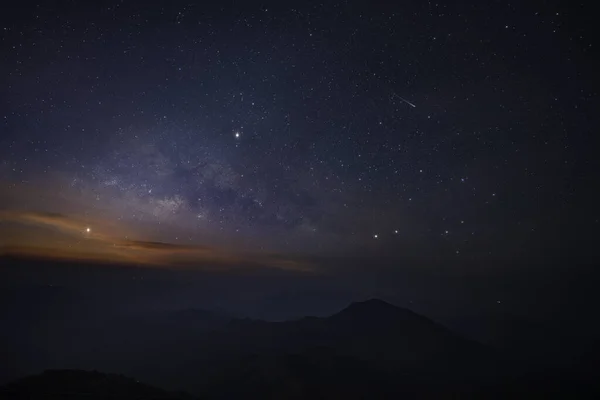 Milky Way Locating Mountain View Hiking Route Doi Pui Mae — Stock Photo, Image