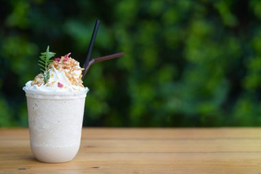 Coffee shakes in a cafe. espresso coffee blended on table in coffee shop cafe and restaurant.