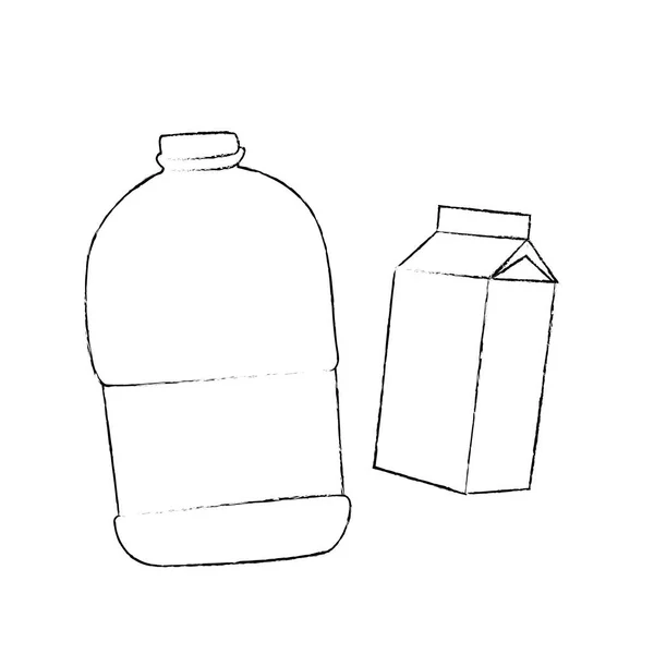Milk Gallon Milk Carton Package Line Drawing Style Vector Design — Stock Vector