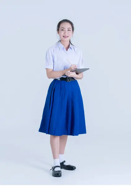Aasia Thajská Středoškolačka Asijské Dívka Uniformě — Stock fotografie