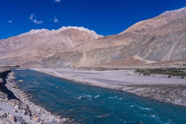 View from Indian himalayas. Mountain and river in leh Ladakh, India.