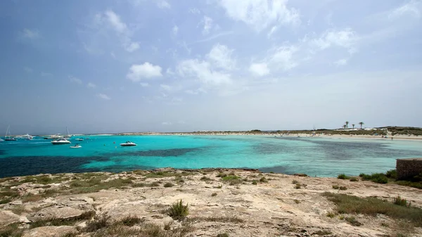 Hlavní Pohled Pláž Ses Illetes Nejúžasnějších Nejikoničtějších Místech Ostrova Formentera — Stock fotografie