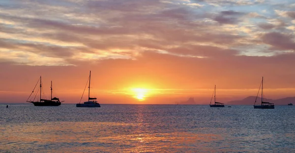 Maravillosa Puesta Sol Cerca Playa Ses Illetes Formentera Islas Baleares — Foto de Stock