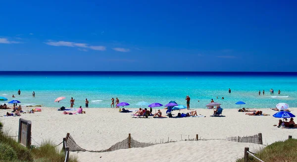 Hlavní Pohled Pláž Arenals Jedno Nejúžasnějších Míst Ostrově Formentera Baleárské — Stock fotografie
