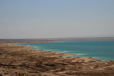 Ürdün 'ün Ölü Deniz kıyılarının havadan görünüşü, Ürdün.