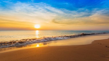 Beautiful sunset on the beach and sea landscape for travel and vacation
