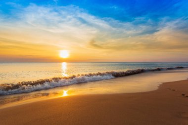 Beautiful sunset on the beach and sea landscape for travel and vacation
