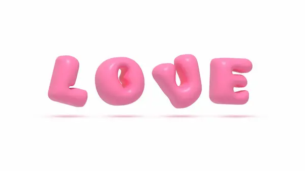 爱情3D图解孤立在白色背景上 爱情词汇在粉色泡沫中 — 图库照片#