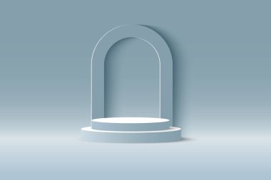 Ürünler için kozmetik arka plan 3 boyutlu geometrik şekilli küçük sahne. Görüntü