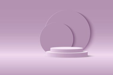 Yuvarlak podyumlu soyut bir arka plan. Kozmetik ürün sunumu için vektör illüstrasyonu.