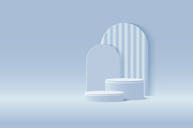 Silindirik podyum arka plan ürün sunum modeli. Duvar arkası. Sahne gösterisi. Platform vektör geometrik tasarımı.