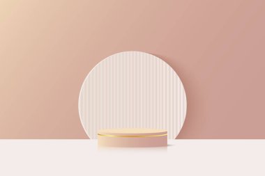 Podyumlar ve dairesel arkaplan ürünleri. Soyut biçim arkaplanı. Vektör