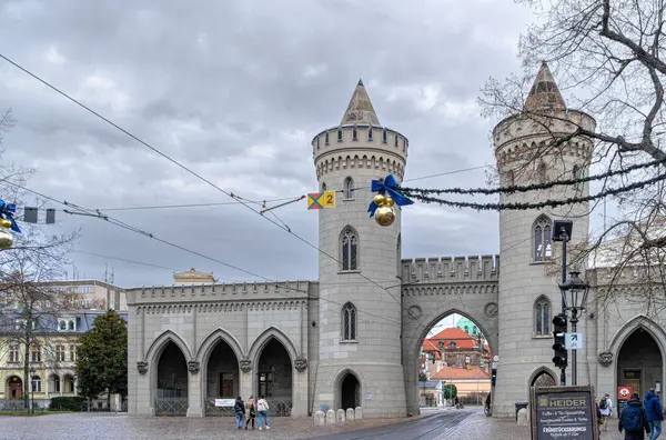Potsdam, Germany - January 02, 2023: Nauener Tor, Nauen Gate, famous historic gate in Potsdam, Brandenburg, Germany. Ancient entrance to the historic district. Old german architecture
