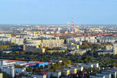 Industrial urban cityscape in Gdansk , aerial view