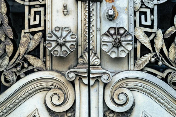Schöne Alte Tür Mit Schmiedeeisernen Elementen — Stockfoto