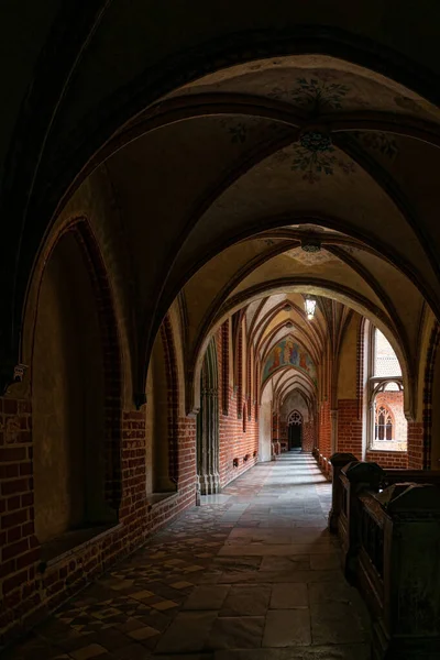 Malbork Poland May 2023 Beautiful Arched Gotic Gallery Malbork Castle — стокове фото