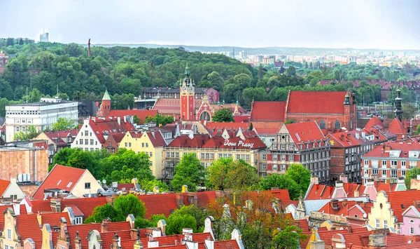 Piękny Widok Lotu Ptaka Historyczny Pejzaż Gdańska — Zdjęcie stockowe