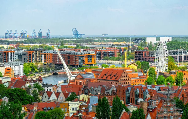 Hermosa Vista Aérea Paisaje Urbano Histórico Gdansk — Foto de Stock
