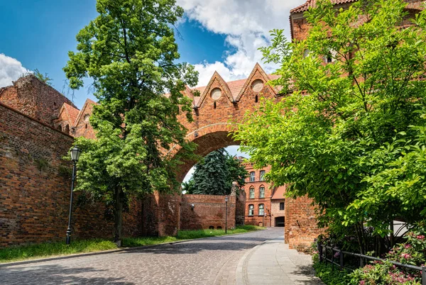 Stock image Torun, Poland - June 08, 2023: Beautiful picturesque view of the ruined fortification walls of the Torun castle. Ancient Teutonic german architecture, famous tourist landmark