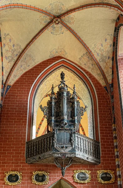 Starożytne Organy Muzyczne Gotyckim Kościele — Zdjęcie stockowe