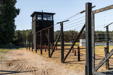 Stegna, Polonya - 25 Haziran 2023: Stutthof Alman Toplama Kampı. Nazi soykırımının tarihi anıtı, 2. Dünya Savaşı 'nda Polonya' da soykırım