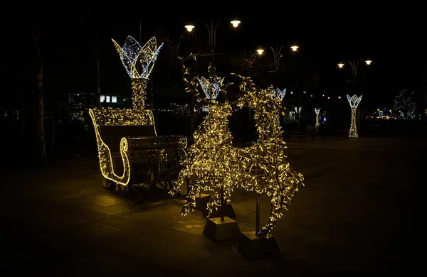 Christmas street decorations at night