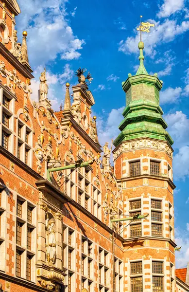 Gdansk 'taki Eski Şehir' de güzel ortaçağ evleri