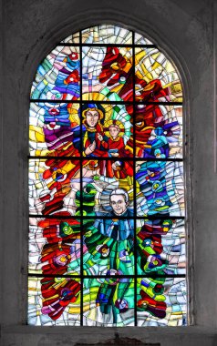 Gotik vitray pencere, Aziz Meryem ve bebek İsa.