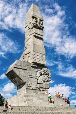 Gdansk, Polonya - 21 Temmuz 2024: Gdansk 'taki Westerplatte Anıtı' nın Taş Kıyı Savunucuları Anıtı