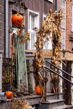 Şeytani kabak kafalı korkuluk. Jack O'Lantern