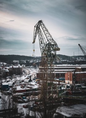 Gdask Stocznia 'da yüksek turnalar, eski tersane