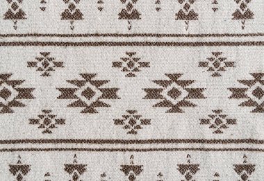 Geometrik desenli geleneksel yün paspas dokusu