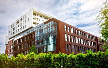 Modern ofis binasının pencereleri. İş konsepti